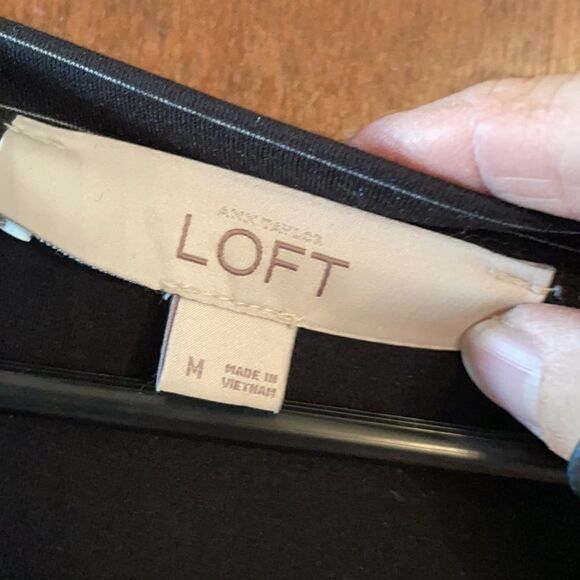 Loft Navy Rayon & Nylon A-Line Navy Striped Dress - Picture 3 of 5